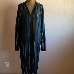 LOVE UNIVERSITY Chic Sheer Black Striped Cardigan